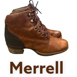 Authentic Merrell distressed leather lace up boots Sz 6.5